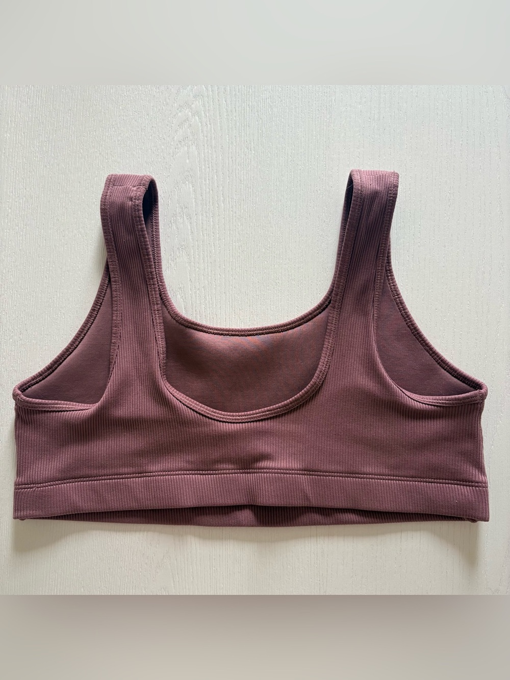 Nike Ribbed Sports Bra in Mauve Rose with White Swoosh - Picture 2 of 3